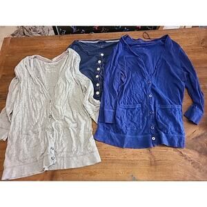 Aeropostale Lot Of 3 Womens Cardigan Button Down Blue Gray XL Vintage